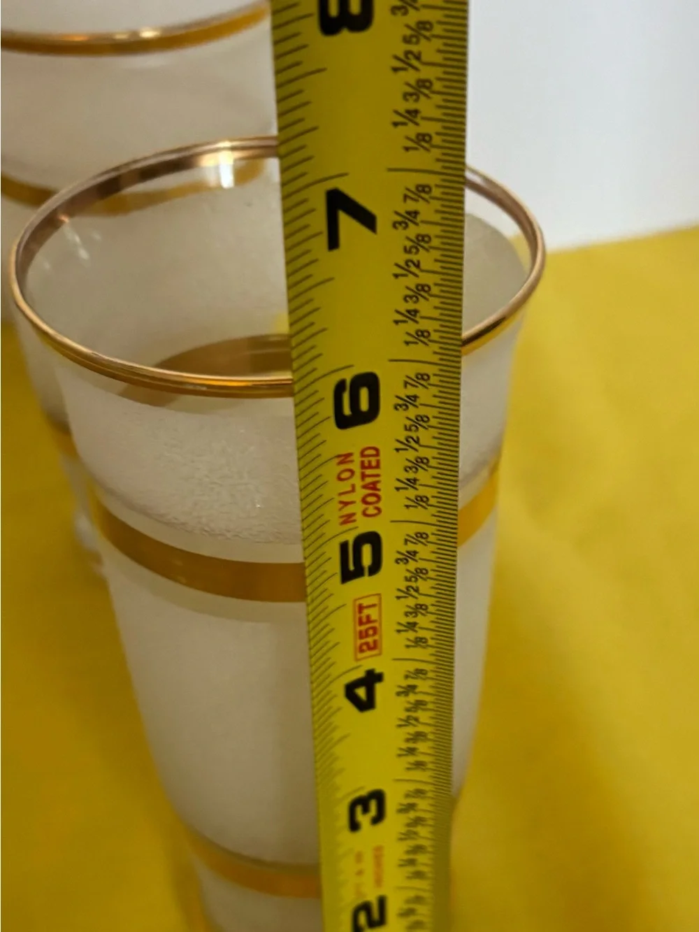 Vintage Gold-Rimmed Frosted Glass Tumbler Set and ice bucket Home Dining